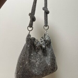 Elegant Silver Beaded Women's Bag